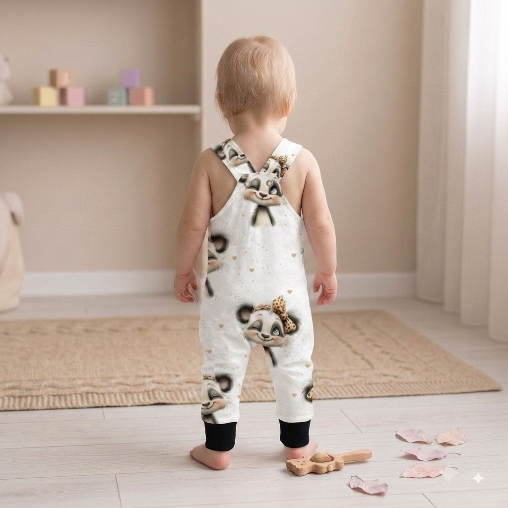 Handmade Latzhose „Panda Mädel“ | Gr. 56–104