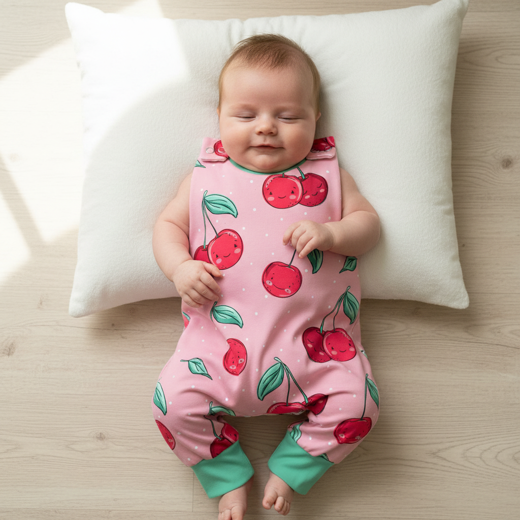 Baby liegend Kirsch-Strampler 1:1