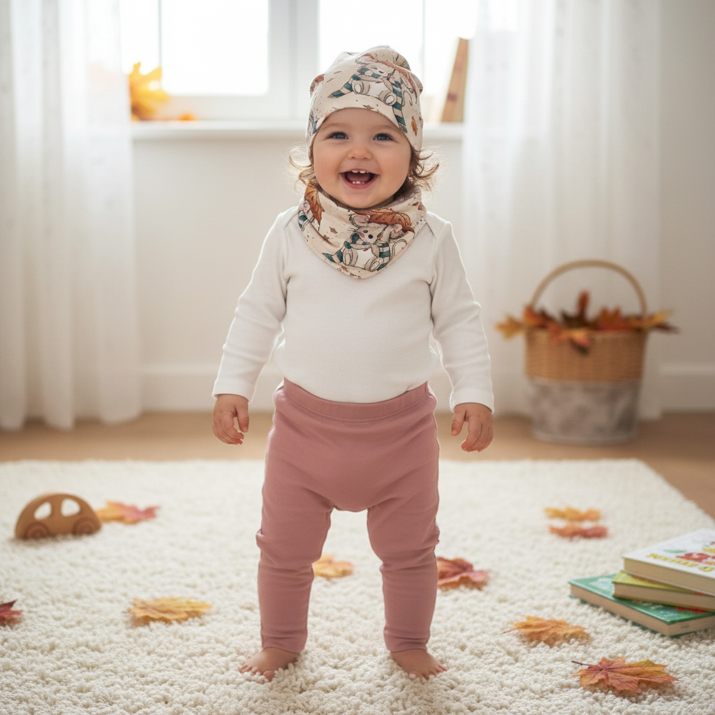Baby Mädchen mit Herbstmäuschen-Set