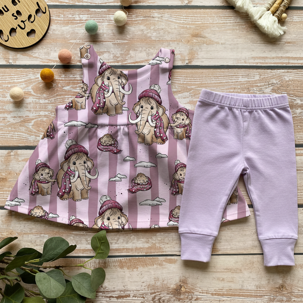 Flatlay Cozy Mammut mit gesäumter Leggins