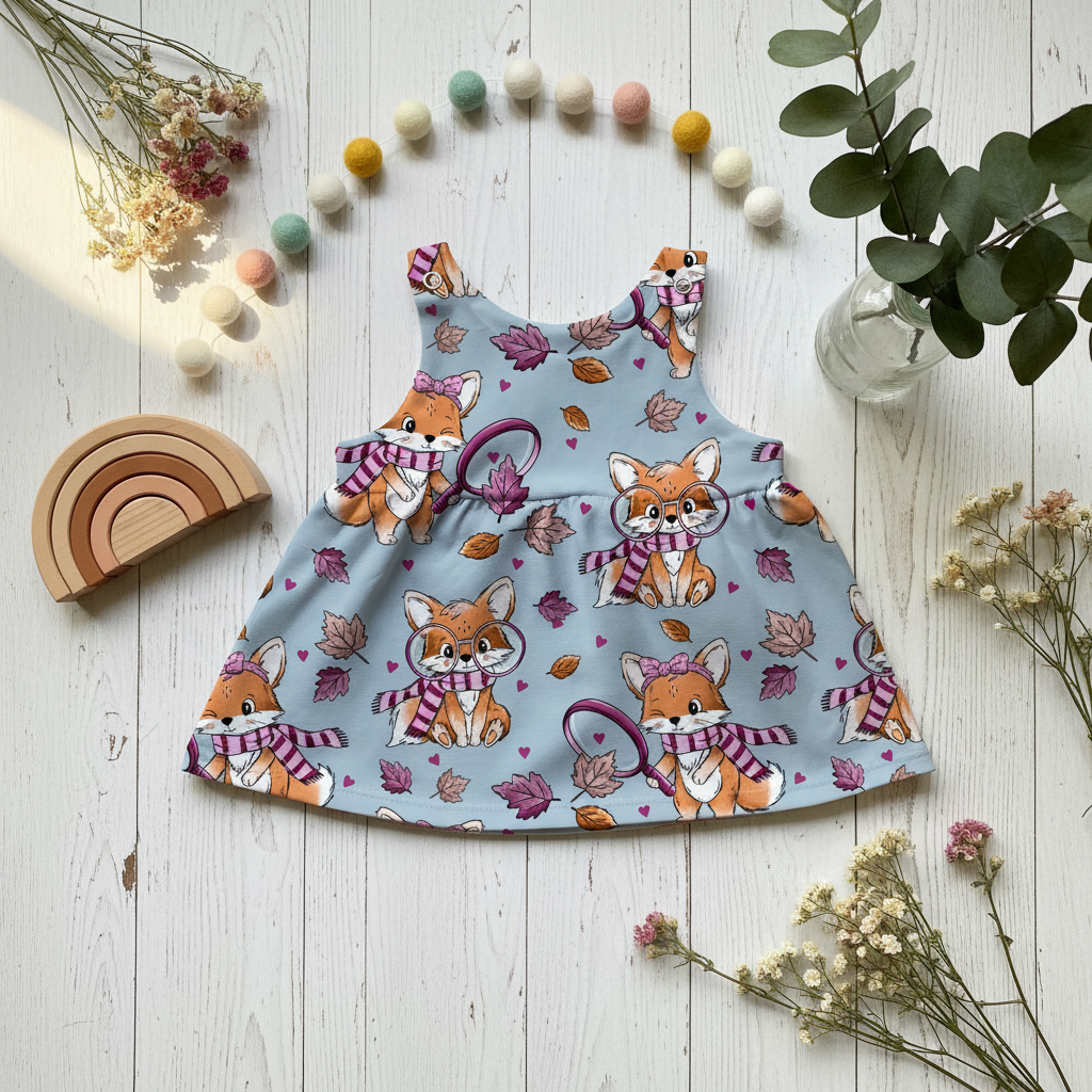 Flatlay Fuchs Latzkleid