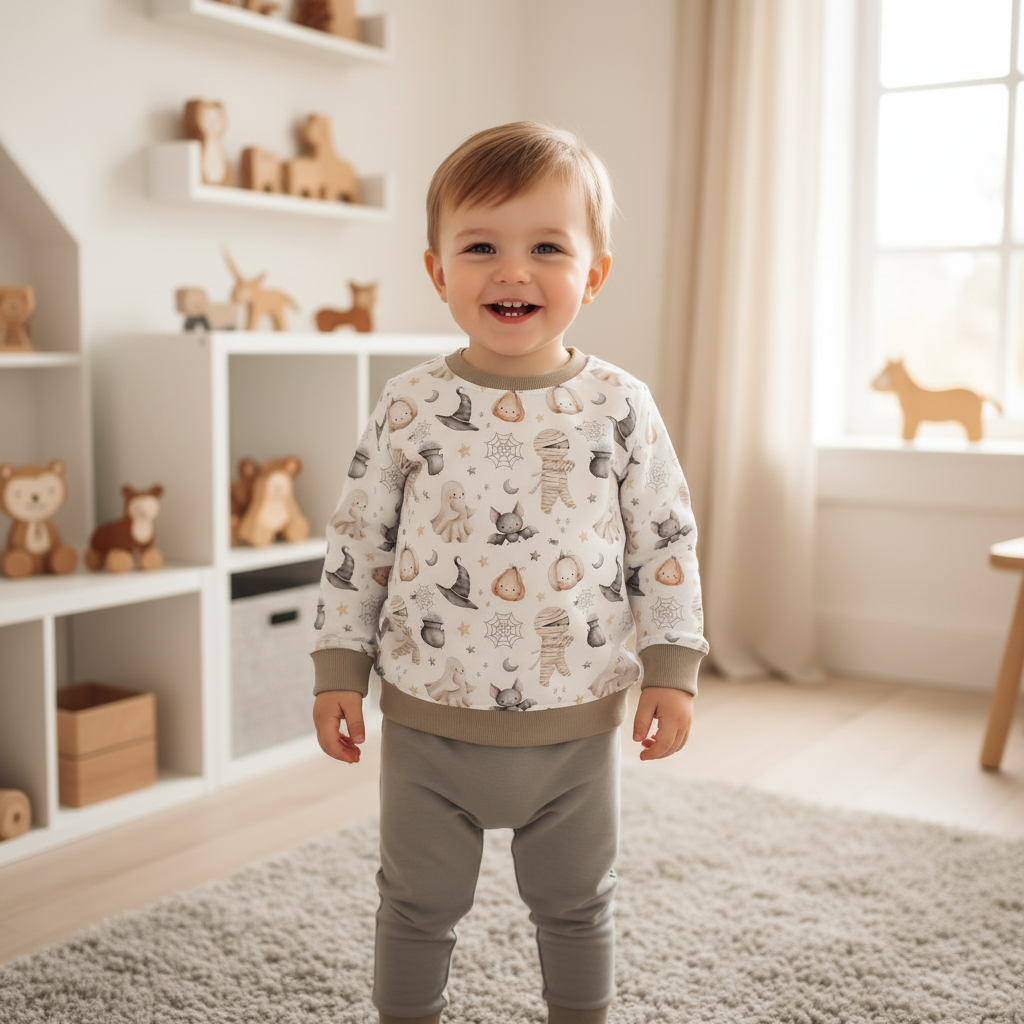 Halloween-Zauber-Pullover Junge greige 1:1