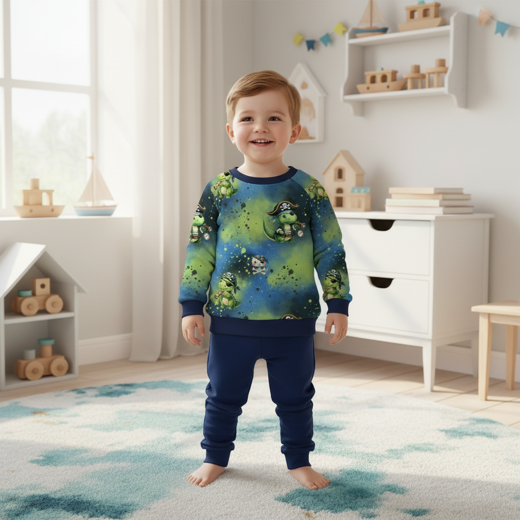 Piraten-Schildkröten-Pullover Junge navy 1:1