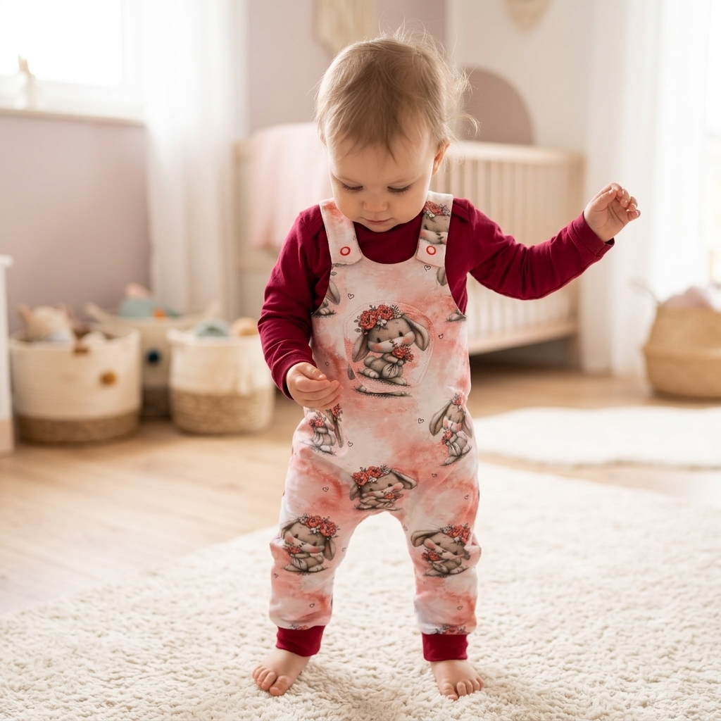 Handmade Latzhose Set „Frühlingshase“ | Gr. 56–104