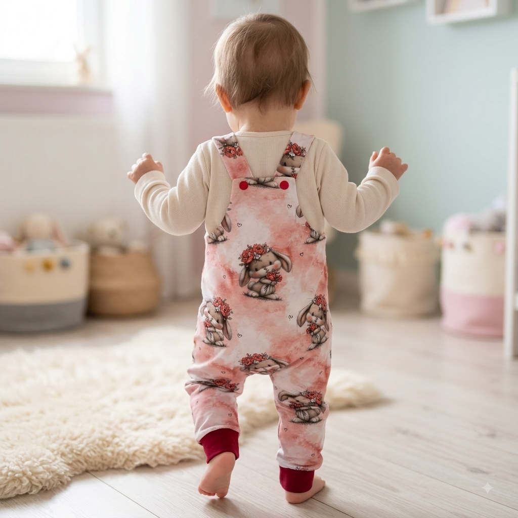 Handmade Latzhose Set „Frühlingshase“ | Gr. 56–104