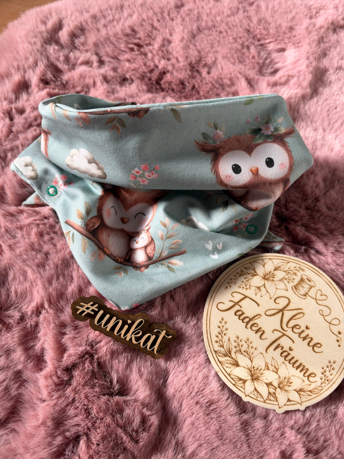 Handmade Halstuch „Eulen“ – 2–4 Jahre