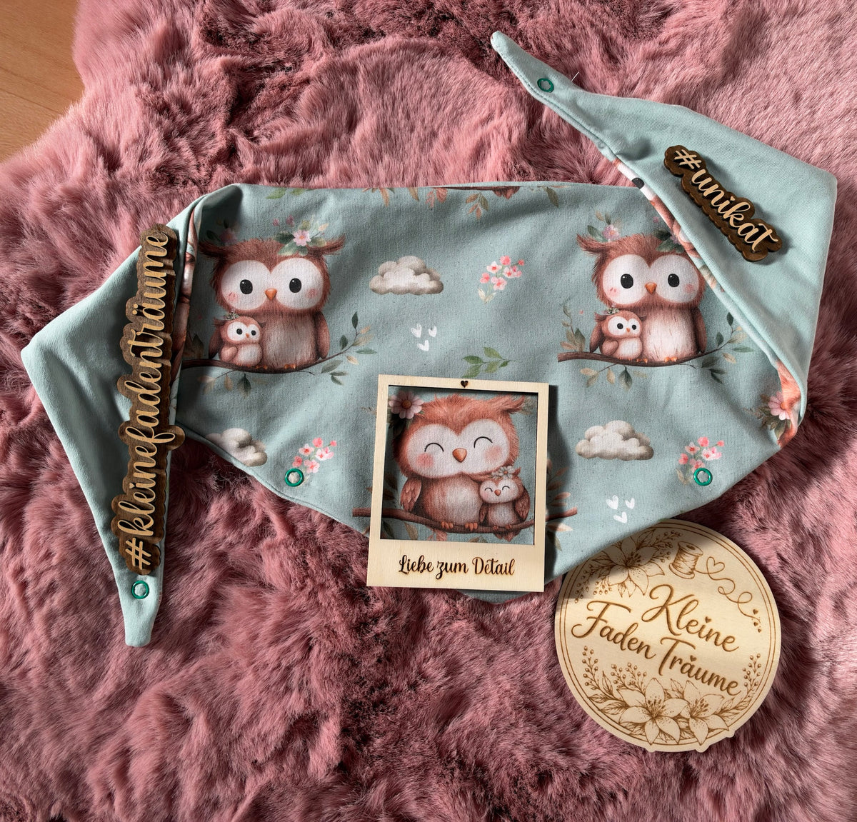 Handmade Halstuch „Eulen“ – 2–4 Jahre