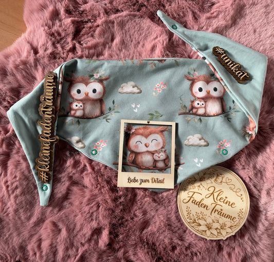 Handmade Halstuch „Eulen“ – 2–4 Jahre