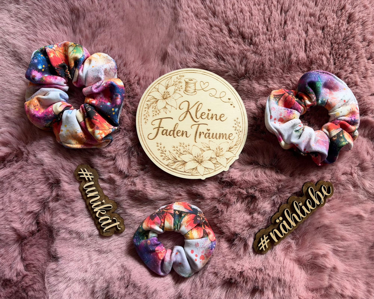 Handmade Scrunchie „Aquarellzauber“ – 3 Größen