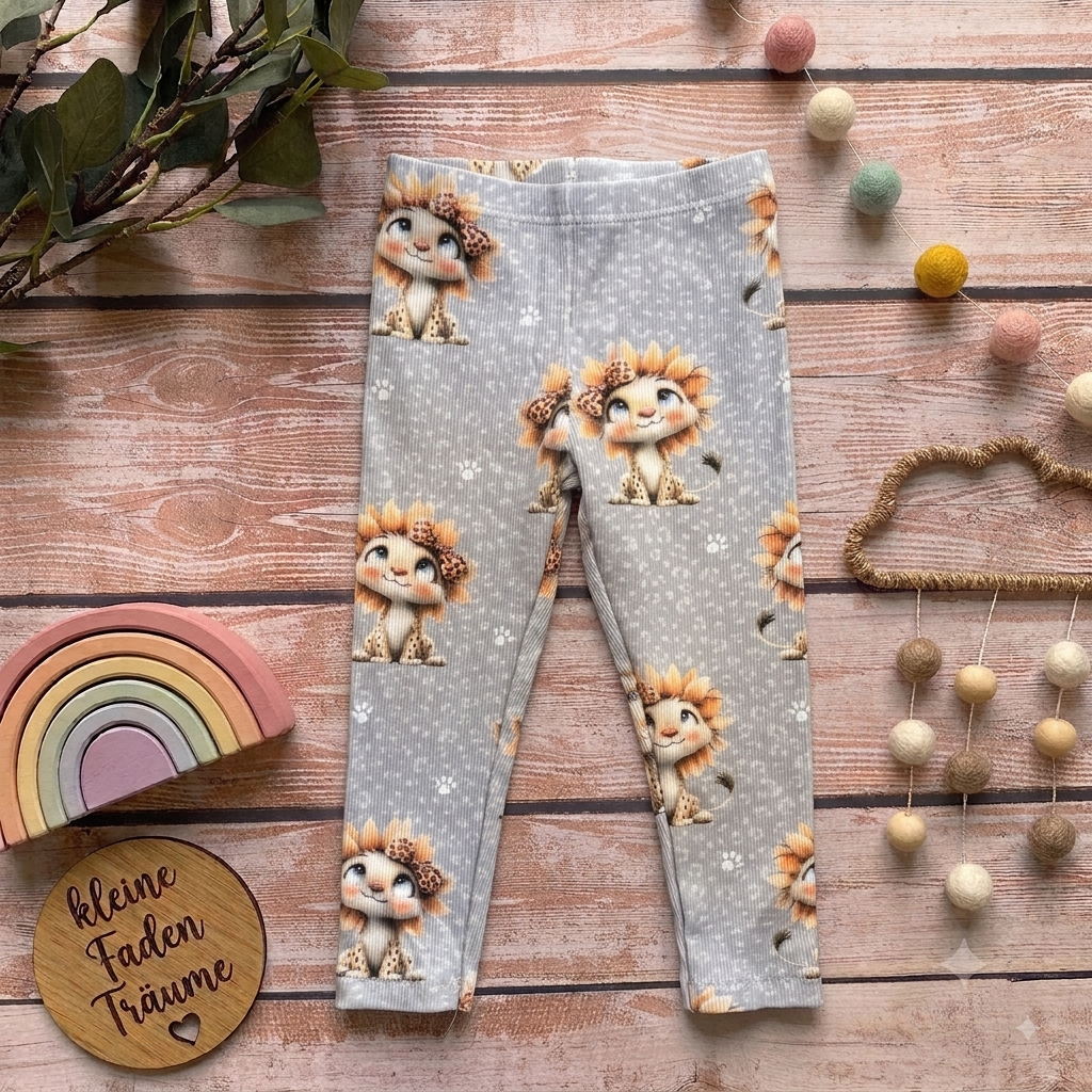Handmade Leggings „Leopard mit Blume“ | Gr. 56–104