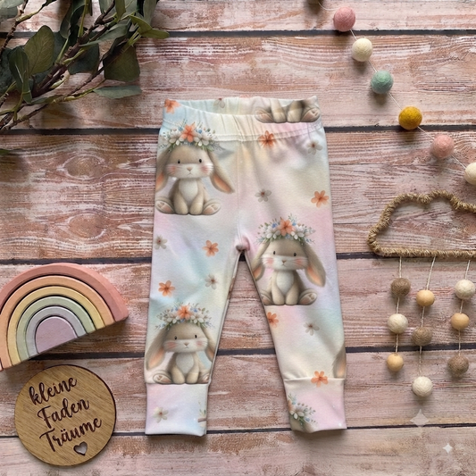 Handmade Leggings Blumen-Hasi | Gr. 50/56-98/104