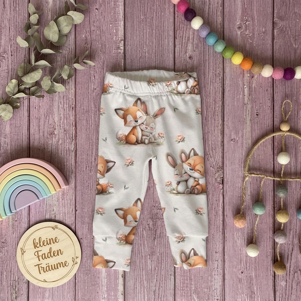 Handmade Leggings "Fuchs und Hase" | Gr. 50/56-98/104