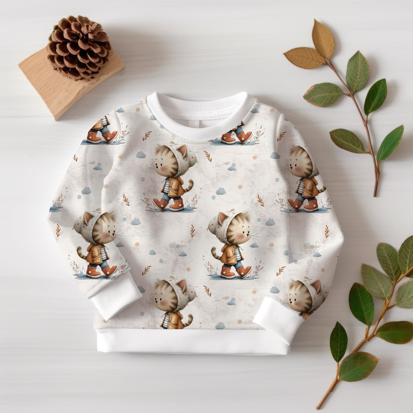 Kinder Pullover „Abenteuer-Katze“ | Gr. 56–110