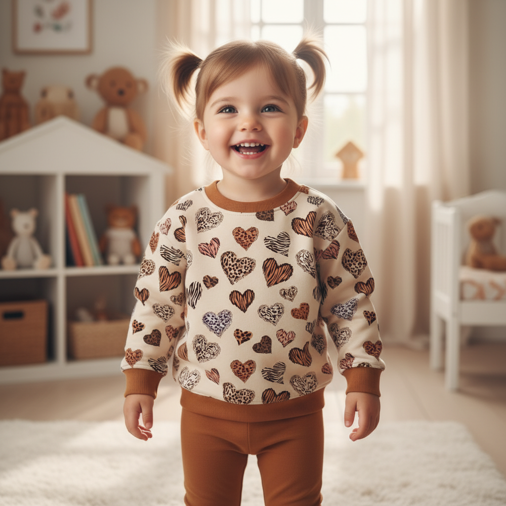 Animal-Hearts-Pullover Mädchen cognac Leggings 1:1