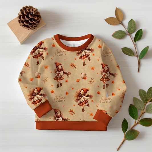 Autumn Vibes Pullover mit Rostrot-Bündchen 1:1