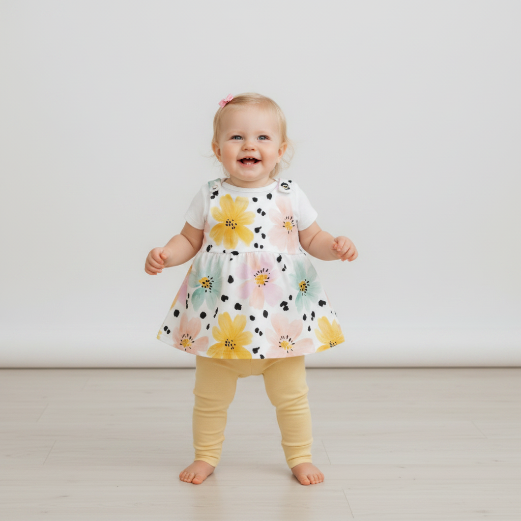 Baby Blütenregen mit gelber Leggins