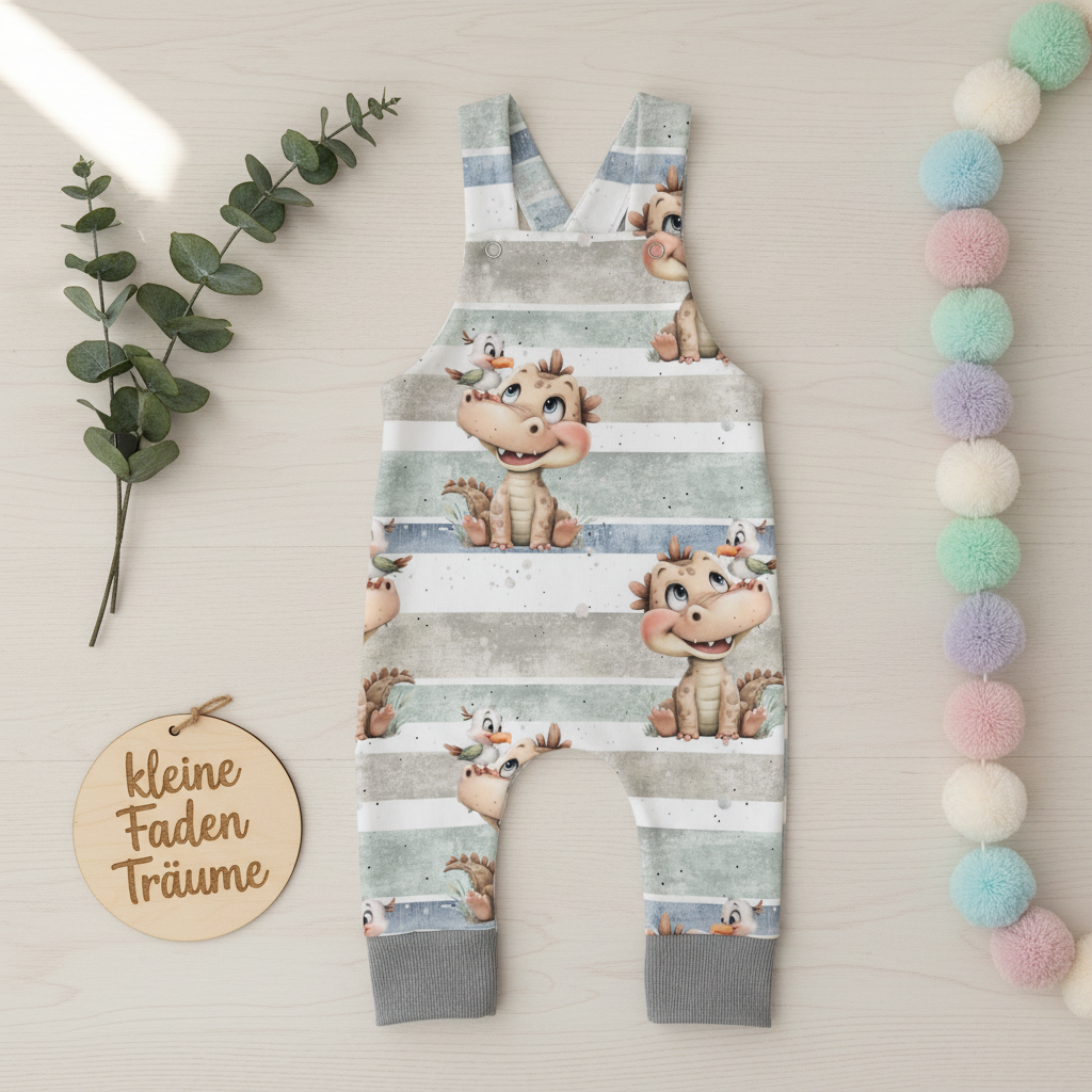 Baby Dino Latzhose Flatlay