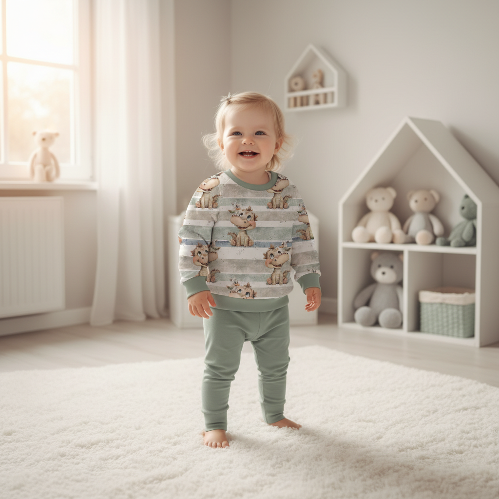 Baby-Drachen-Pullover Mädchen salbei 1:1