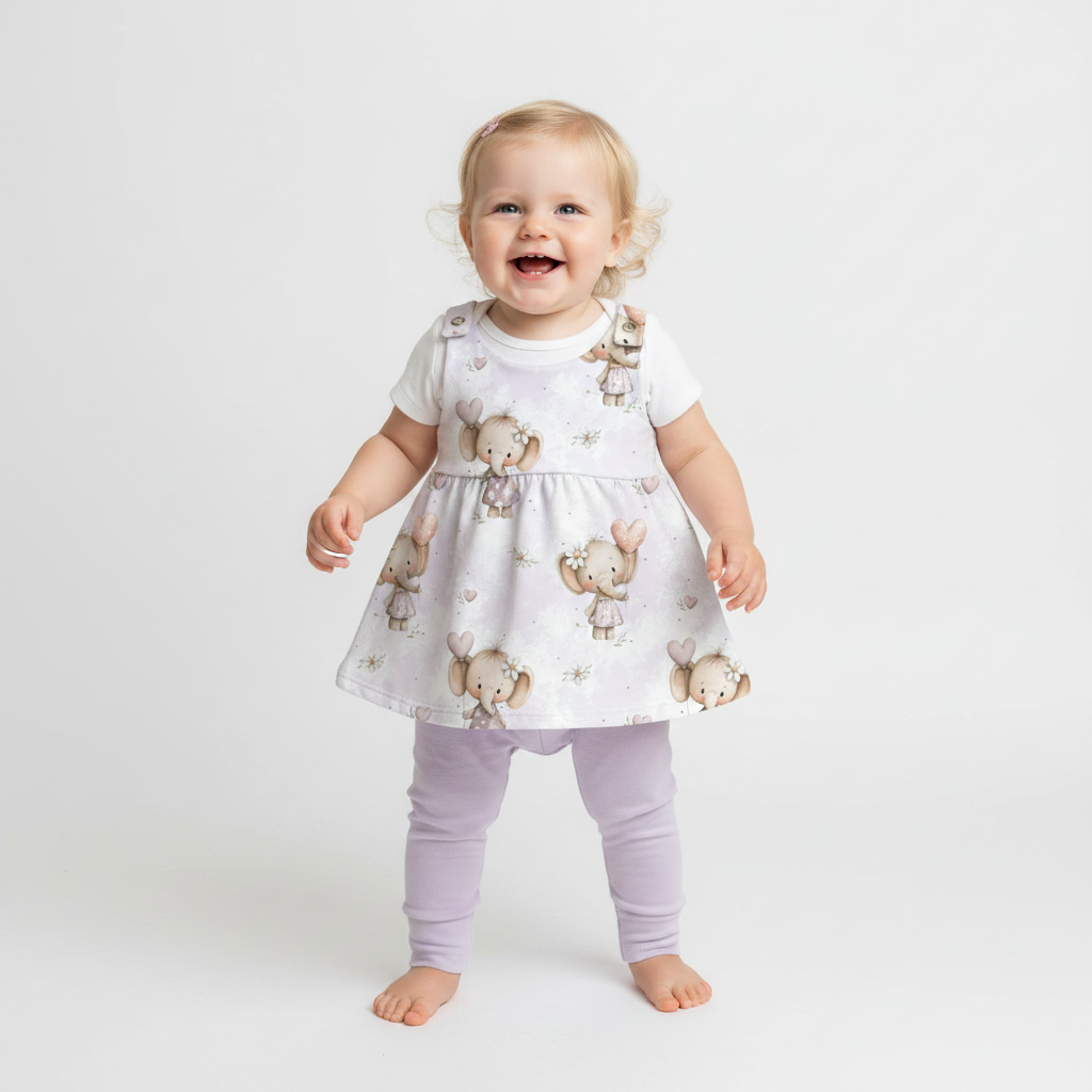Baby Elefantenliebe mit lila Leggins