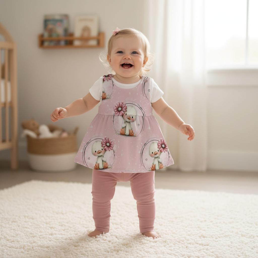 Baby Entchenglück mit altrosa Leggins