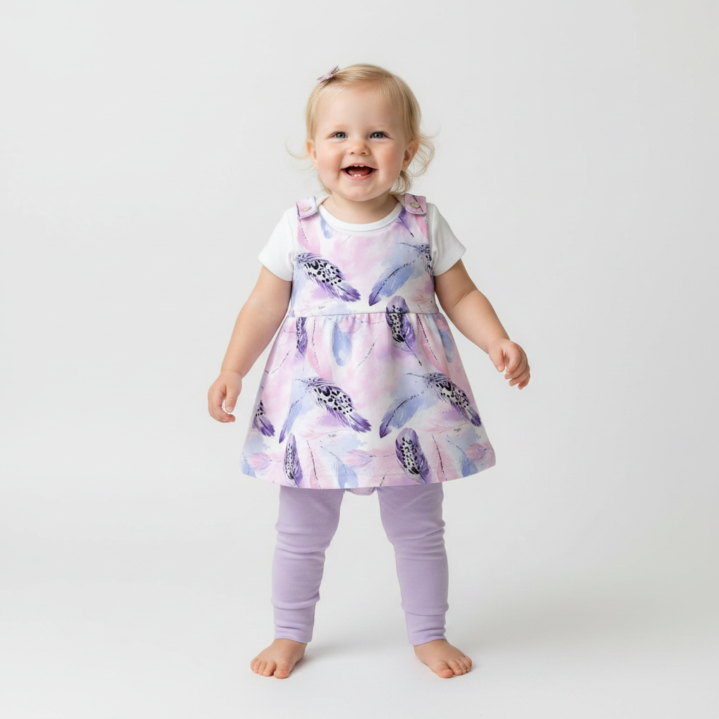 Baby Federtraum mit lila Leggins