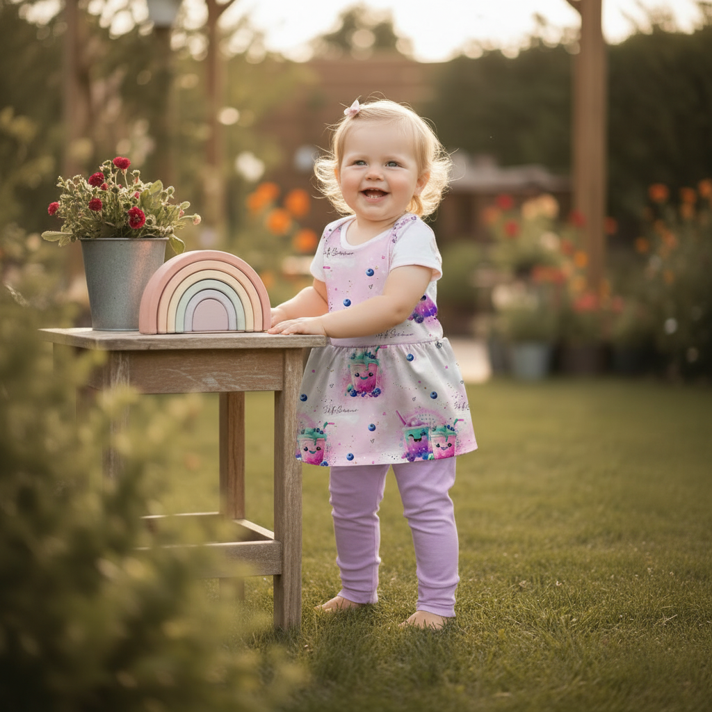 Baby Hello Summer mit lila Leggins