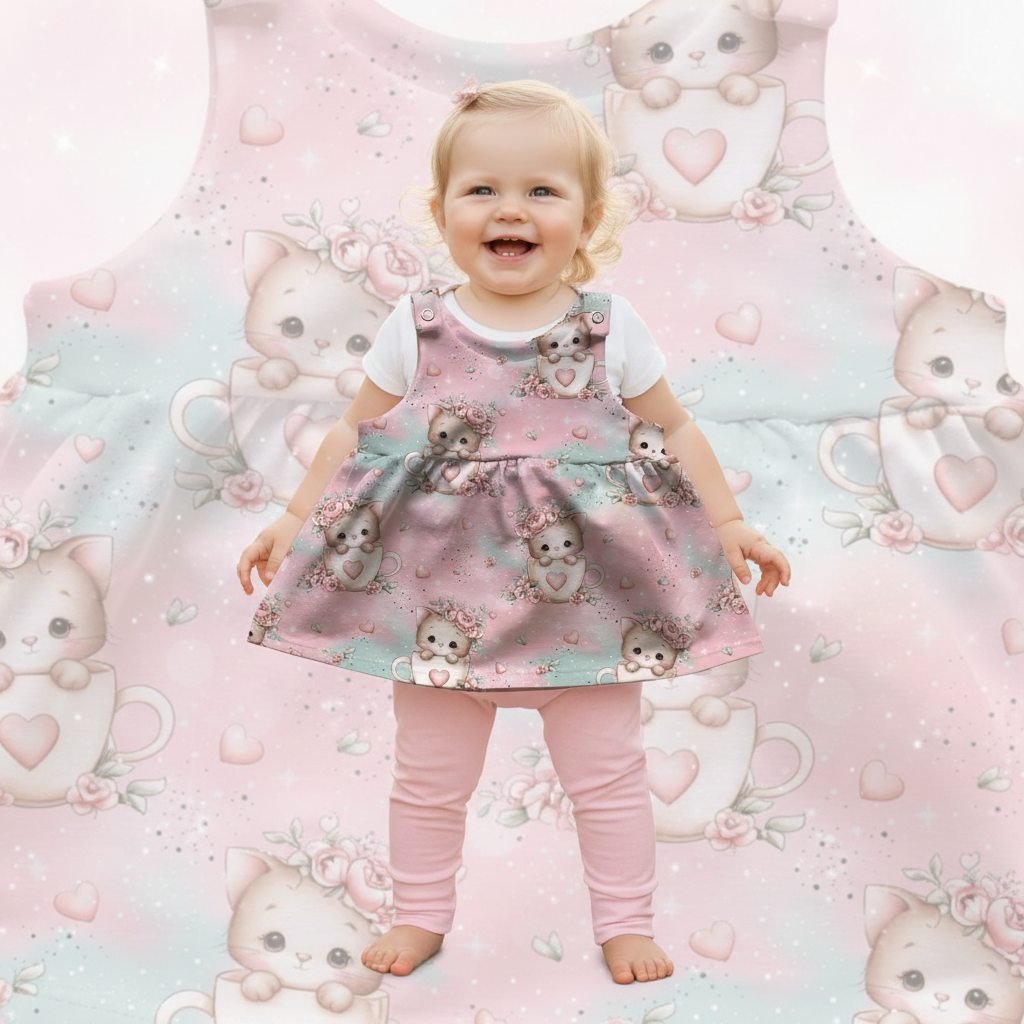 Baby Kätzchen im Täßchen mit rosa Leggins