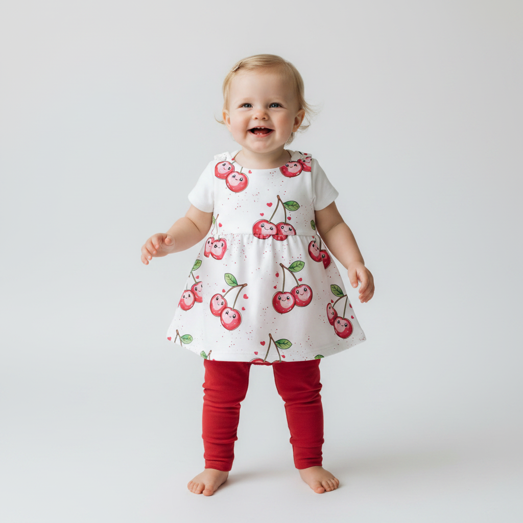 Baby Kirschglück mit roter Leggins