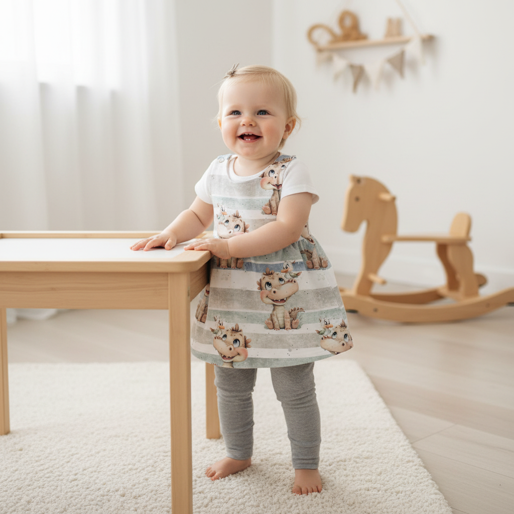 Baby Kleiner Drache mit grauer Leggins