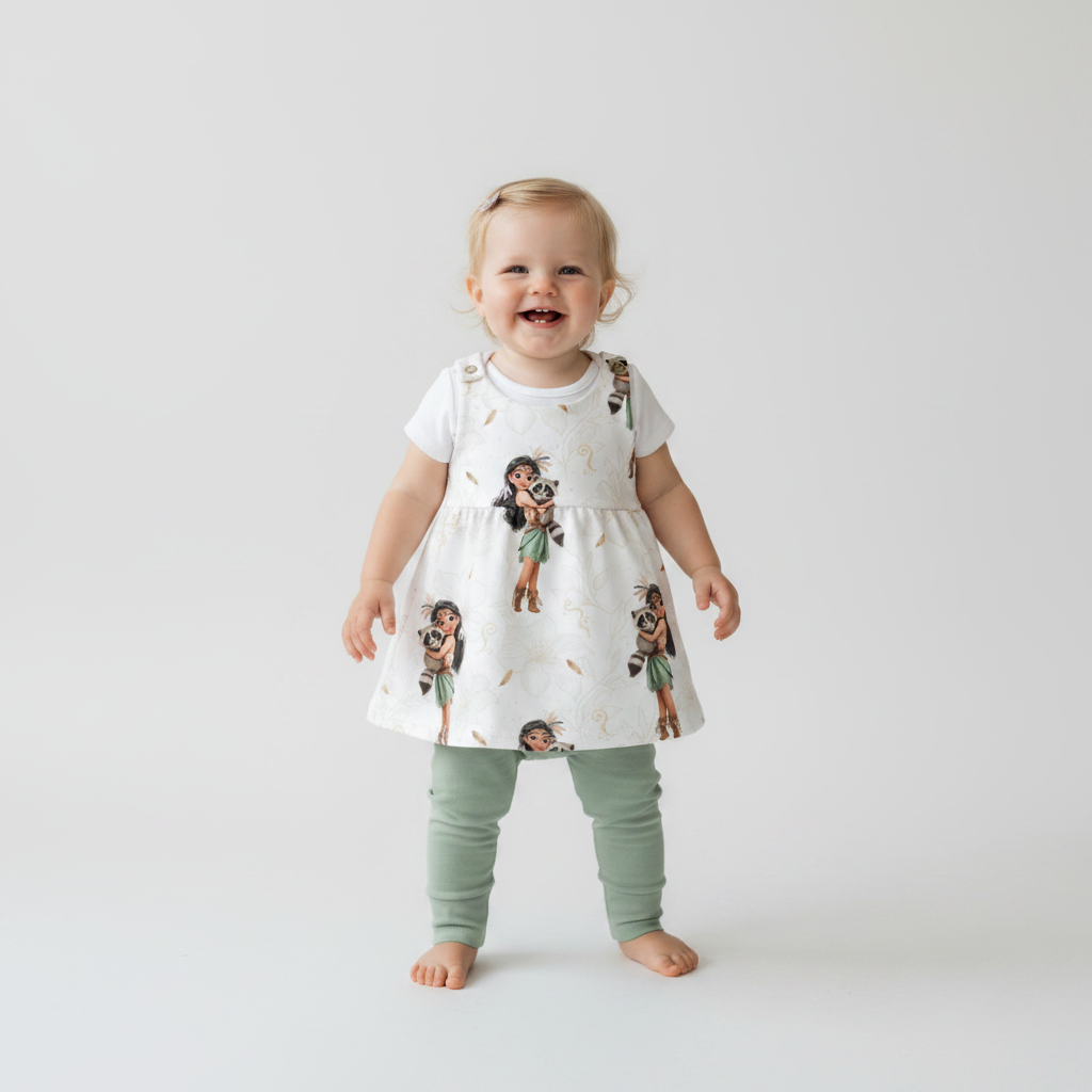 Baby Kleines Naturkind – 2 Jahre mit grüner Leggins