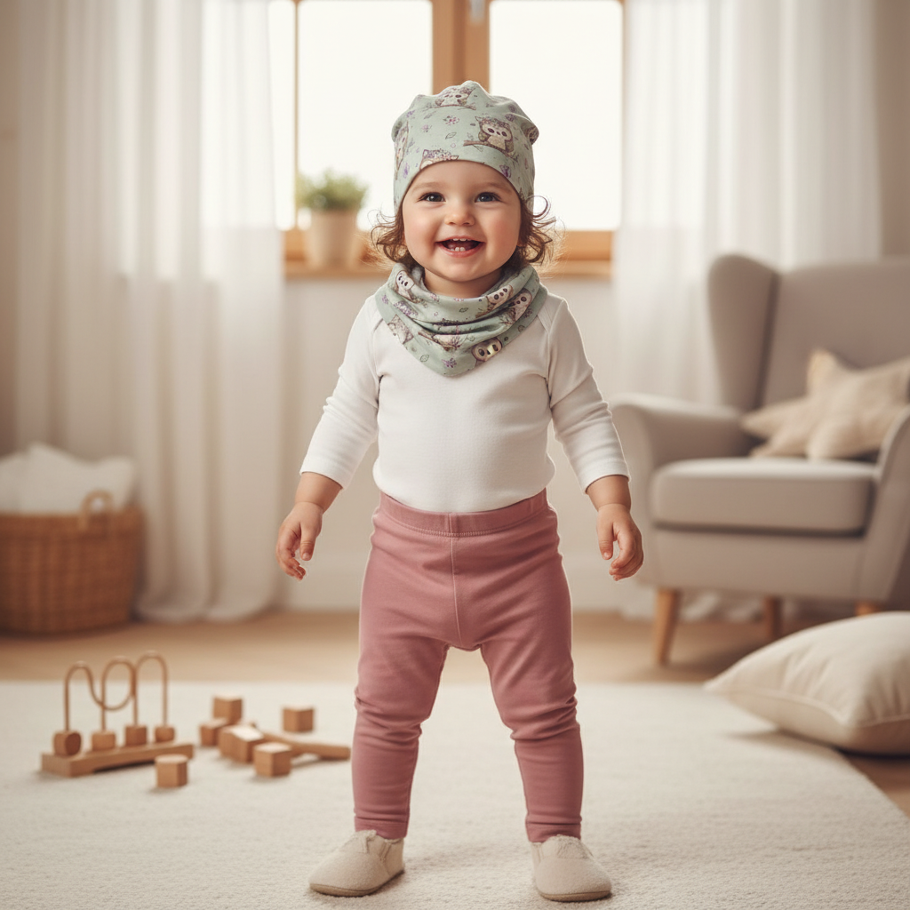 Baby Mädchen mit Eulen-Set