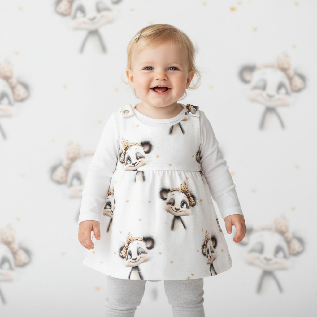 Baby Panda Queen mit grauer Leggins