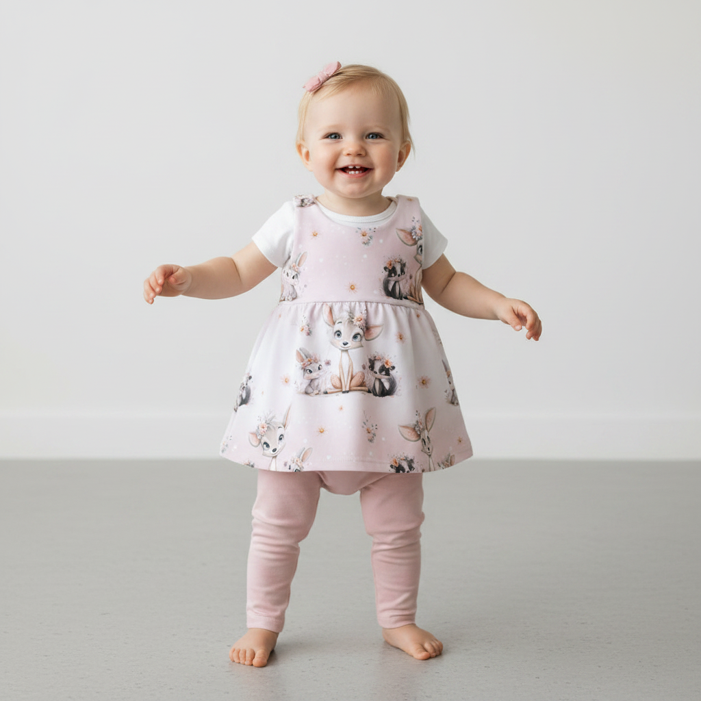 Baby Waldblüten-Trio mit rosa Leggins