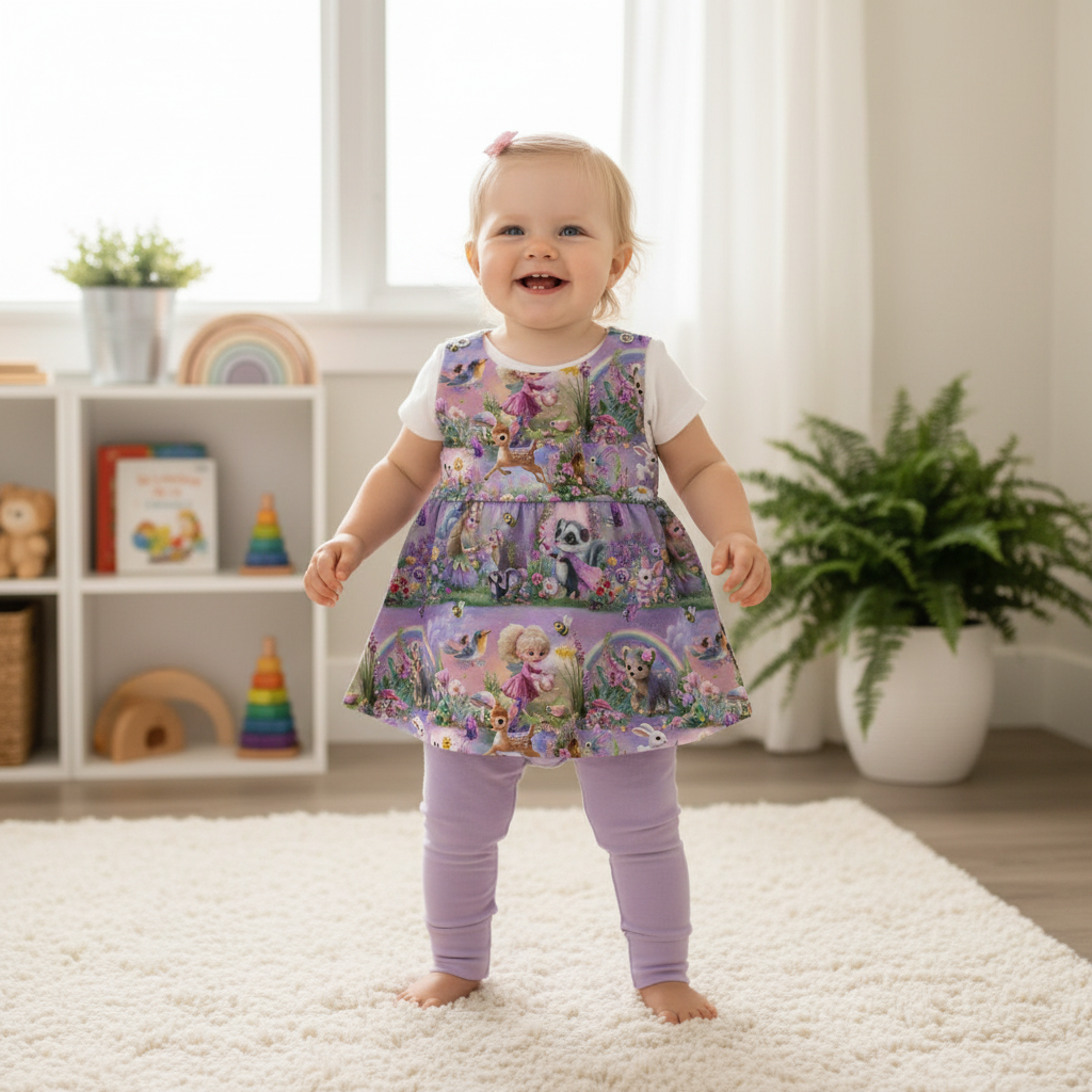 Baby Waldmärchen mit lila Leggins