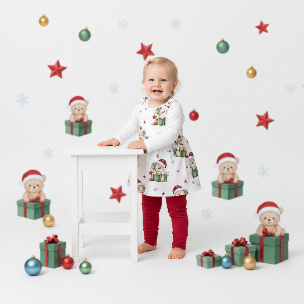 Baby Weihnachtsteddy mit roter Leggins