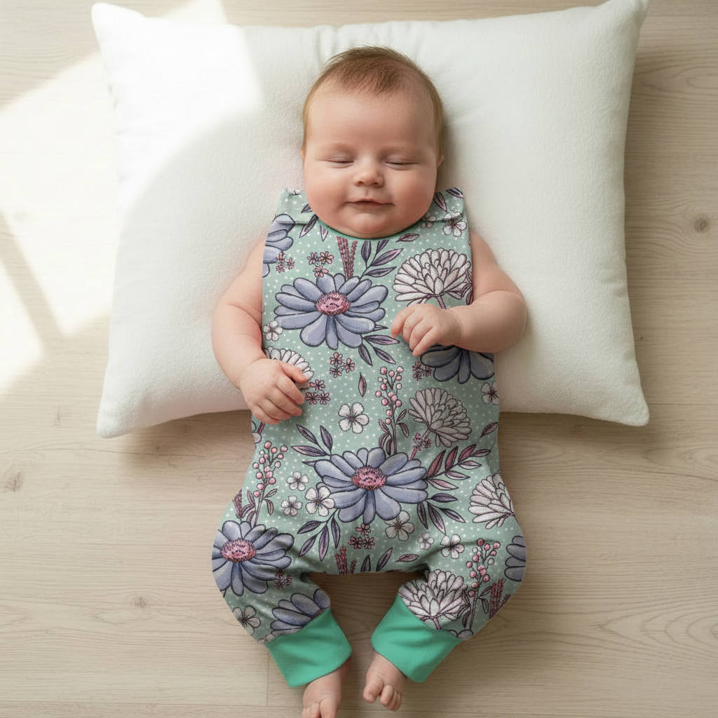 Baby Wildblumen Mint-Strampler