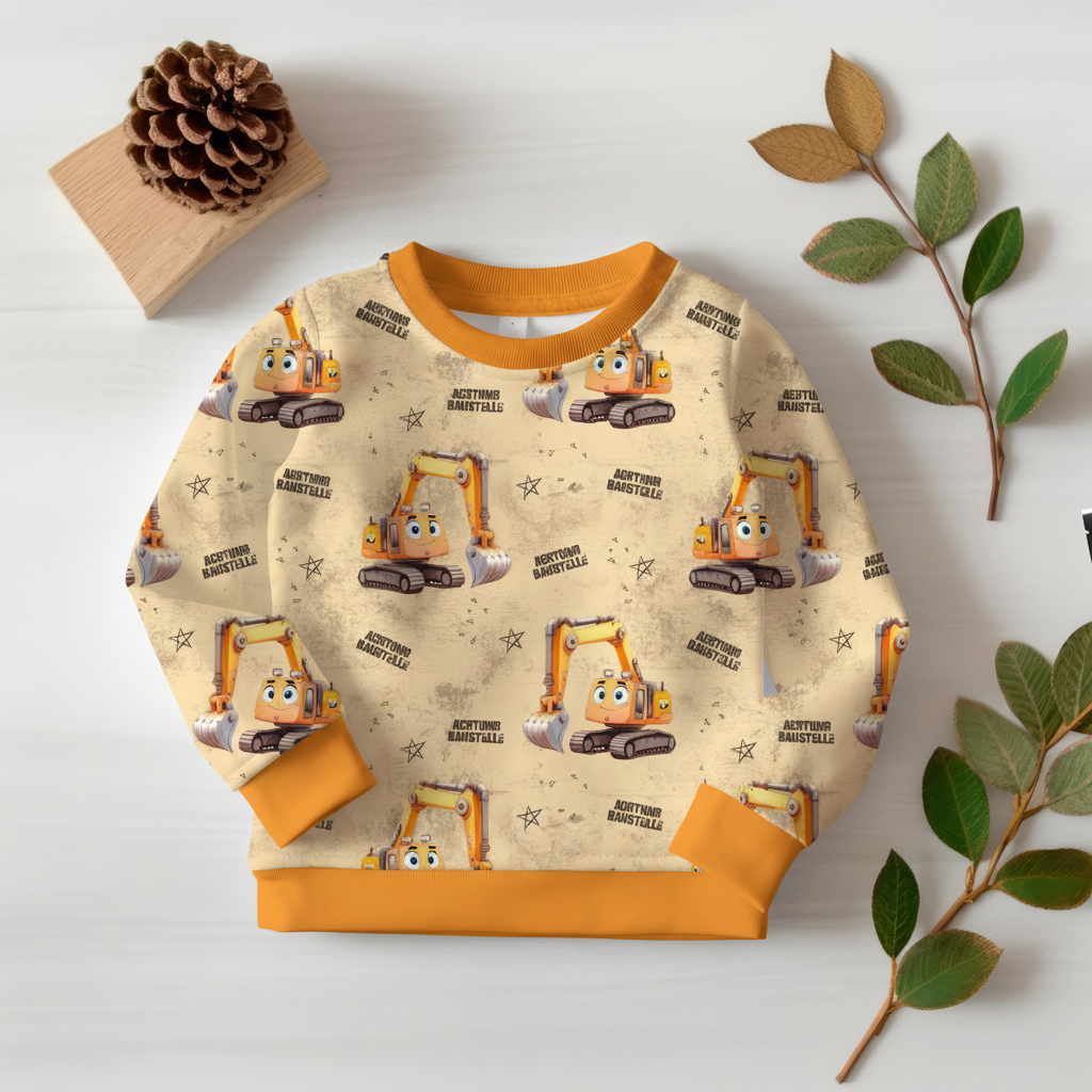 Bagger-Pullover mit gelbem Bündchen 1:1