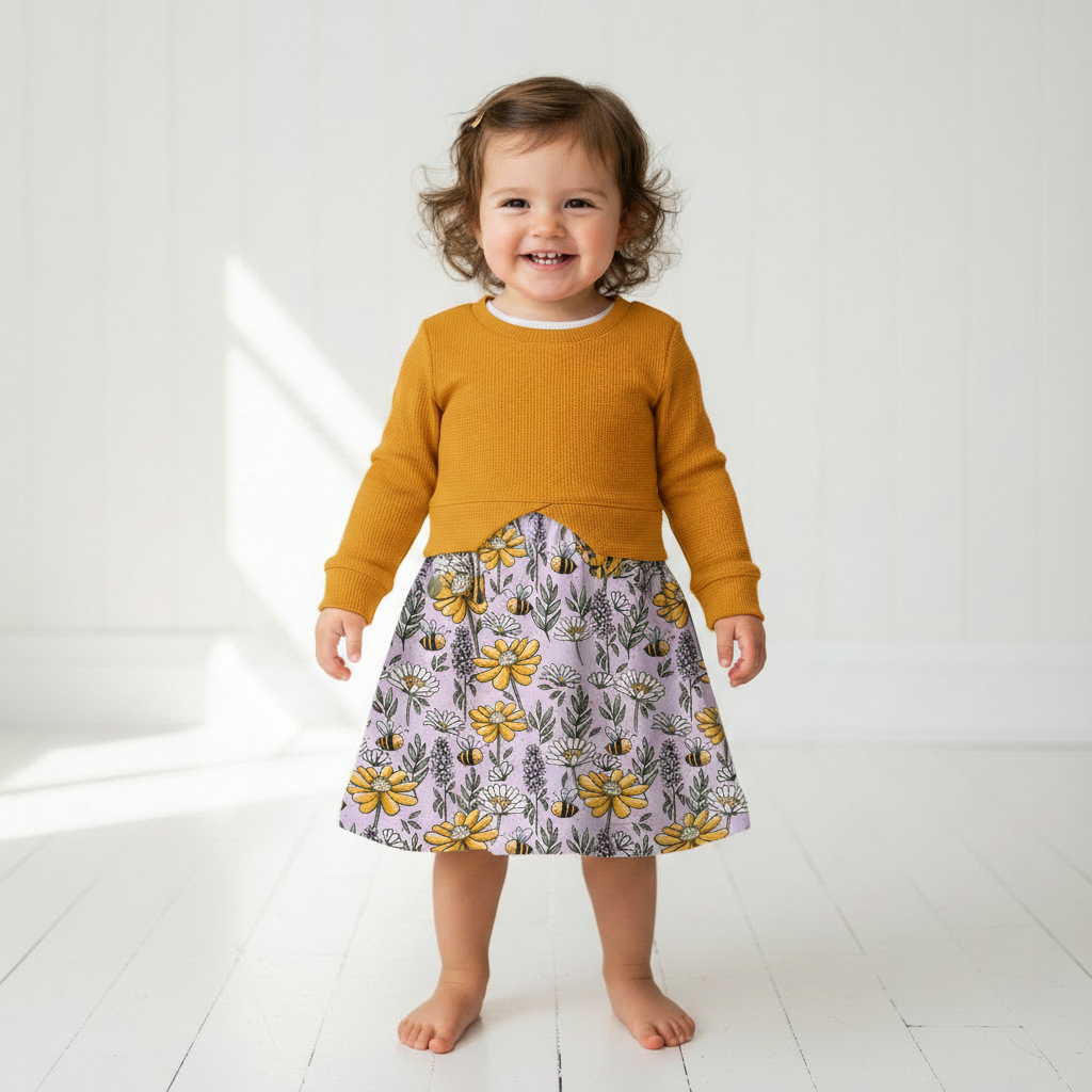 Bienen Kleid senfgelb vorne