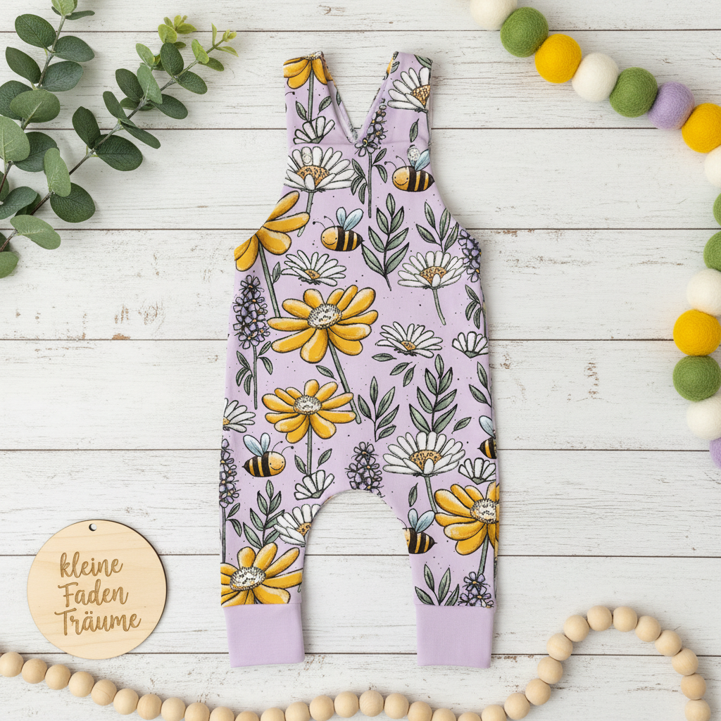 Bienen Latzhose Flatlay