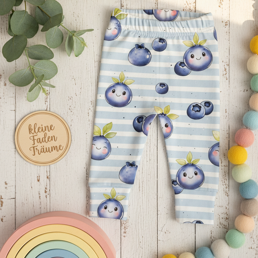 Blaubeeren Leggings Flatlay