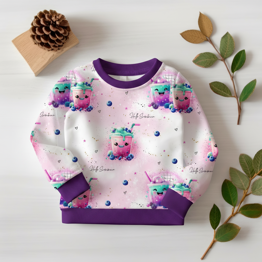 Boba-Pullover mit lila Bündchen 1:1
