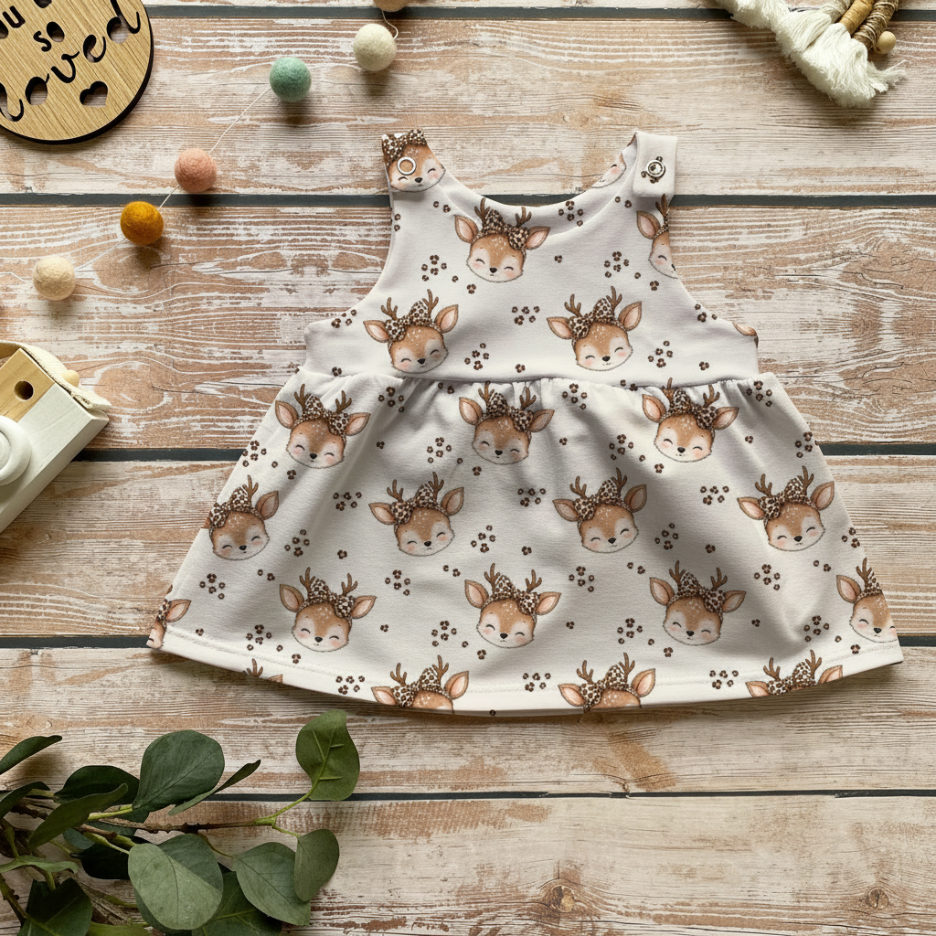 Boho Deer Latzkleid Flatlay