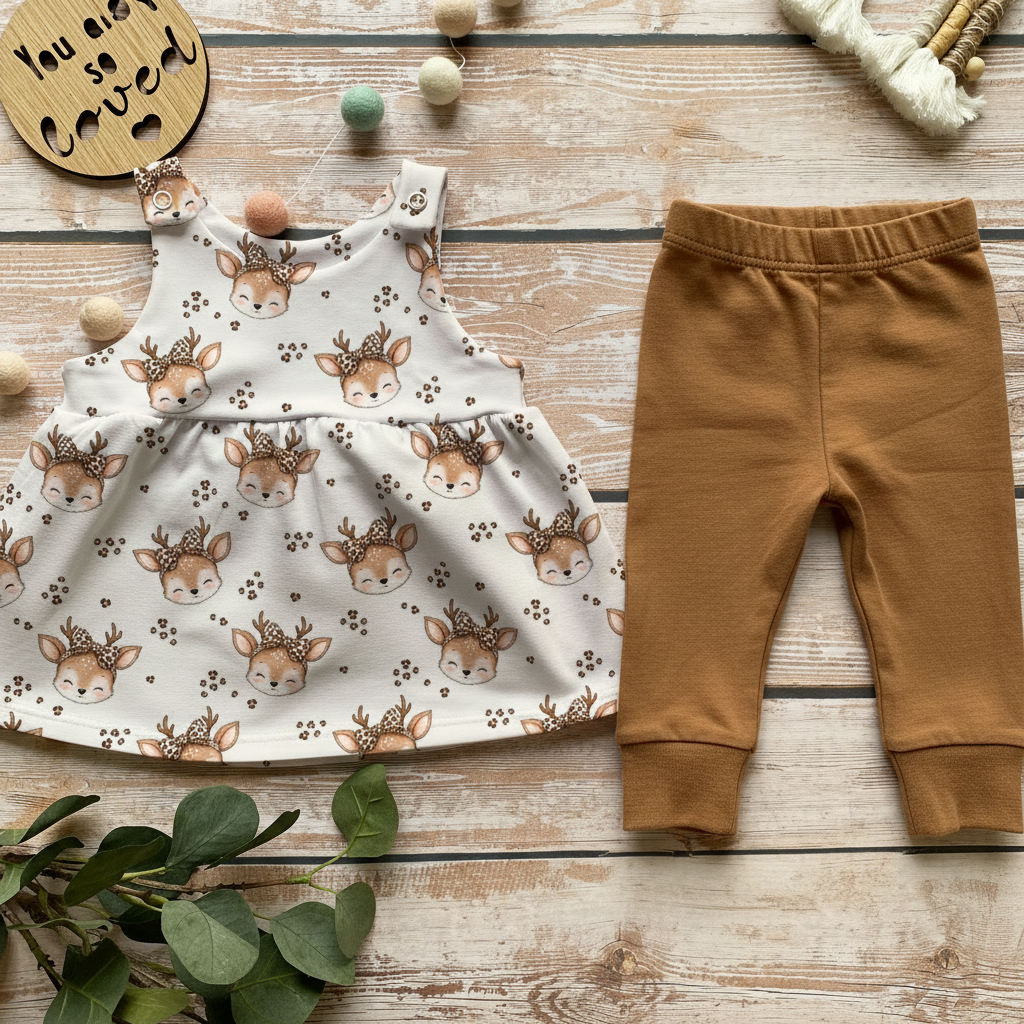 Boho Deer Latzkleid + Leggings Set