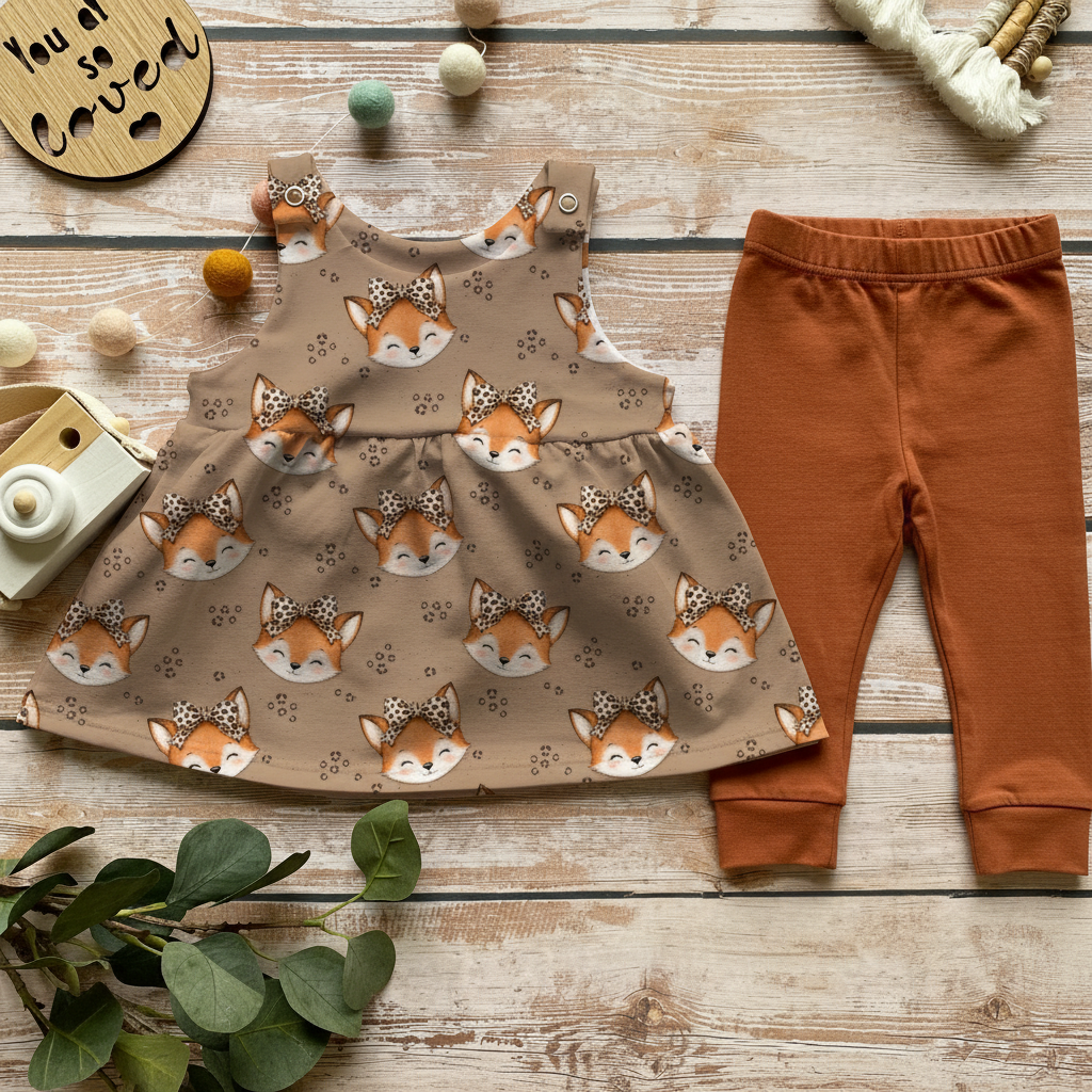 Boho Fox Latzkleid + Leggings Set