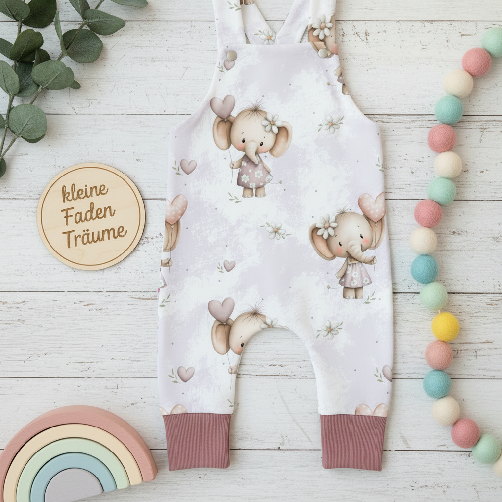 Elefant Mädchen Latzhose Flatlay 1:1