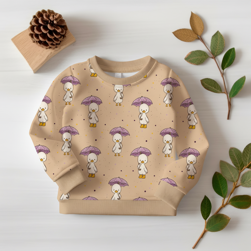 Enten Pullover Flatlay - Beige Bündchen
