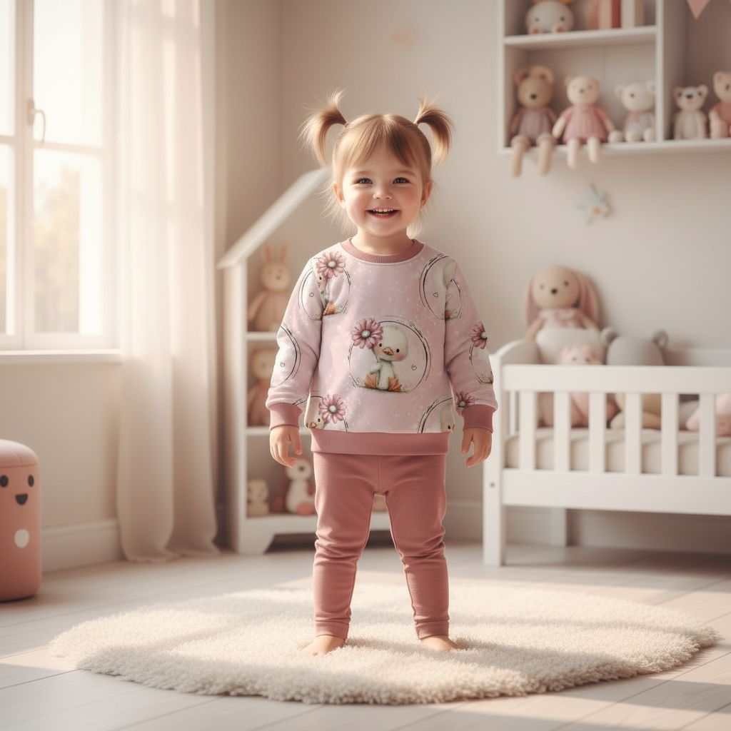 Enten-Pullover Mädchen altrosa Leggings 1:1