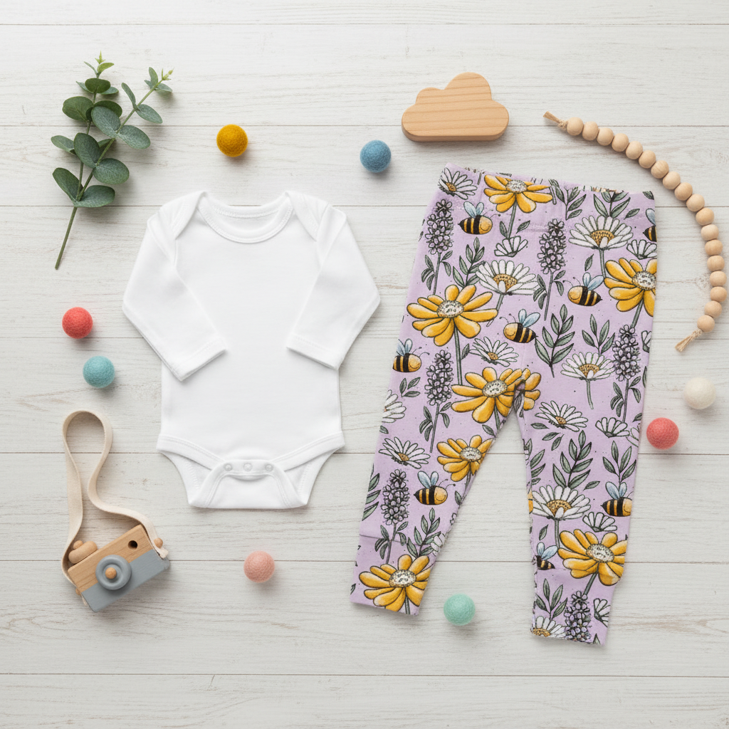 Flatlay Bienenwiese Leggings mit Body