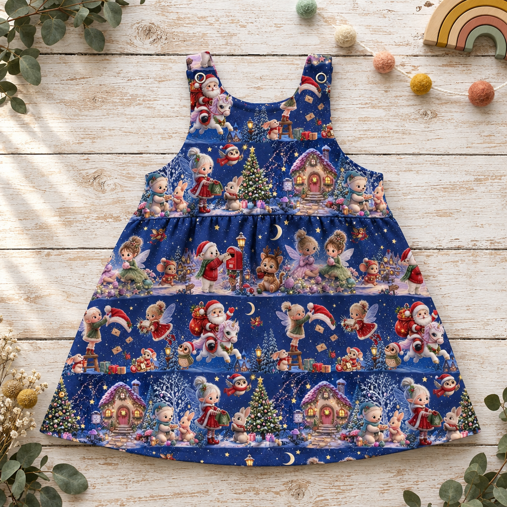 Flatlay des Wintermärchen-Latzkleids