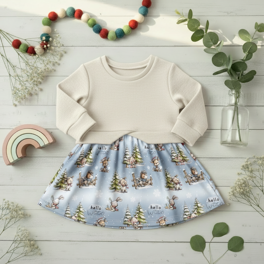 Flatlay Hello Winter Eisblau